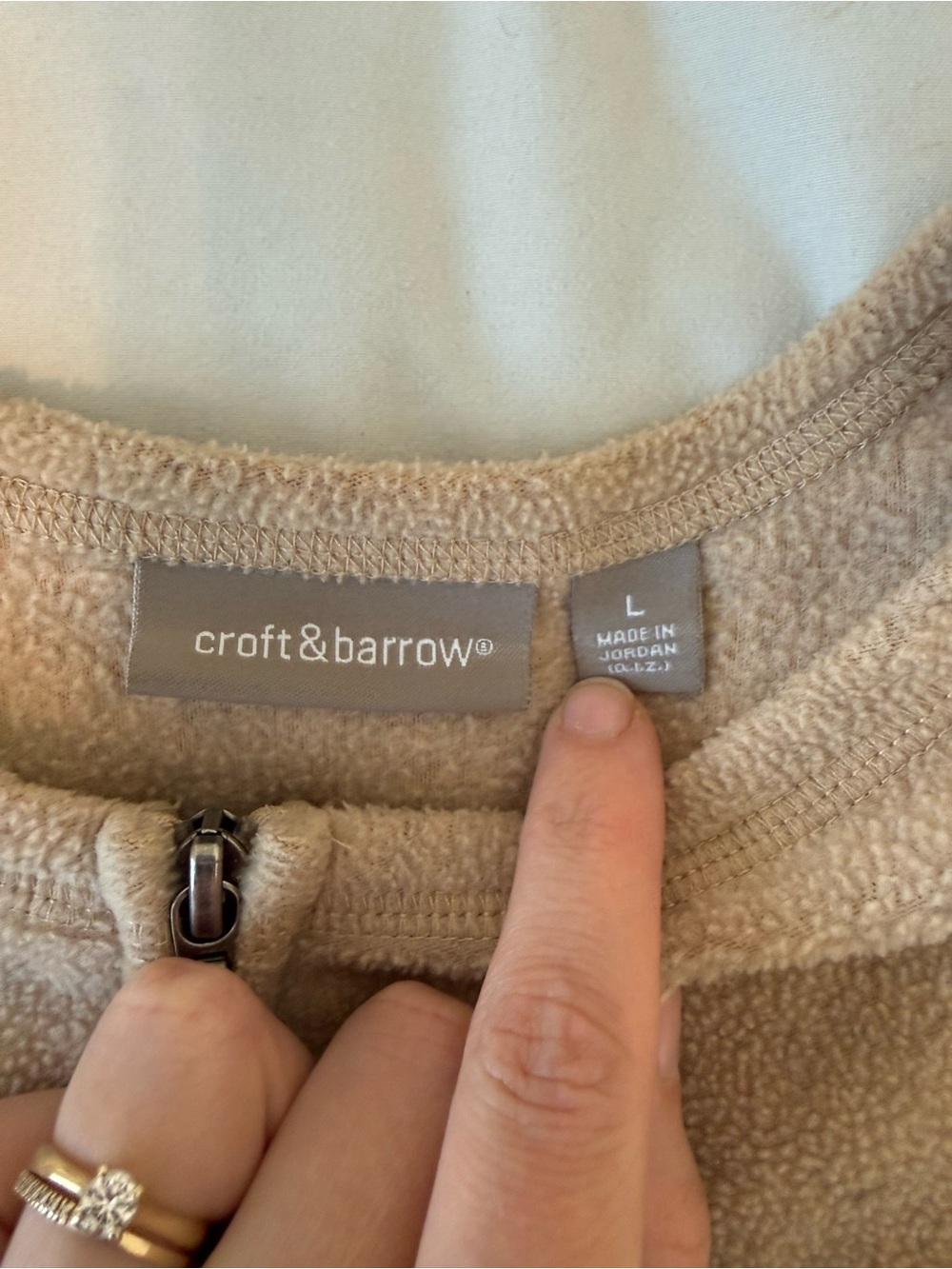 croft & barrow Womens Large Tan Zip-Front Fleece Jacket Embroidered Mountain VTG - Picture 5 of 15